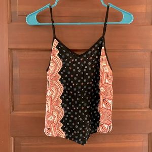 Cute Patterned Black Tank Top Size Small